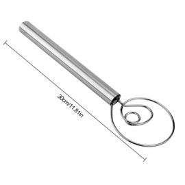 Danish Dough Whisk, Premium 304 Stainless Steel Bread Whisk, for Quick Mixing, Does Not Rust for Baking, Dough Whisk 13 Inch Dough Mixer Premium Stainless Steel Handle Bread Mixer Whisk Mixing Large