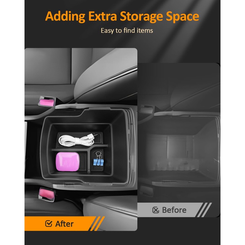 CDEFG Double Layer Armrest Storage Box for Hyundai Kona 2024