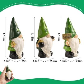 St. Patrick's Day Decorative Gnomes, Irish Shamrock Design, Set of 3, Green