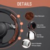 CAR PASS Wood Grain Microfiber Leather Sporty 14.5-15 inch Steering