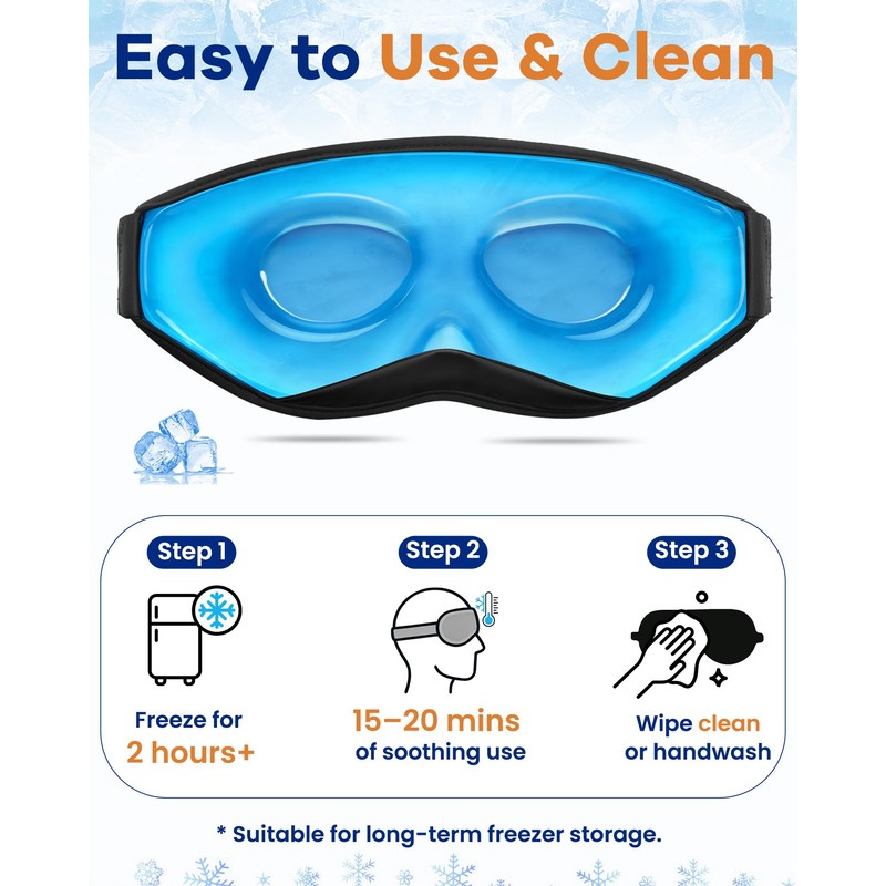3D Contoured Cooling Eye Mask for Puffy Eyes Migraines (2