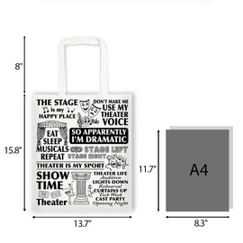 RNYJJ Theater Lovers Gifts for Girls Women Broadway Gift for Musicians Actors Music Drama Gifts Canvas Tote Bag
