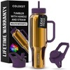 Coldest 40 oz Tumbler with Handle and Straw, 100% Spill