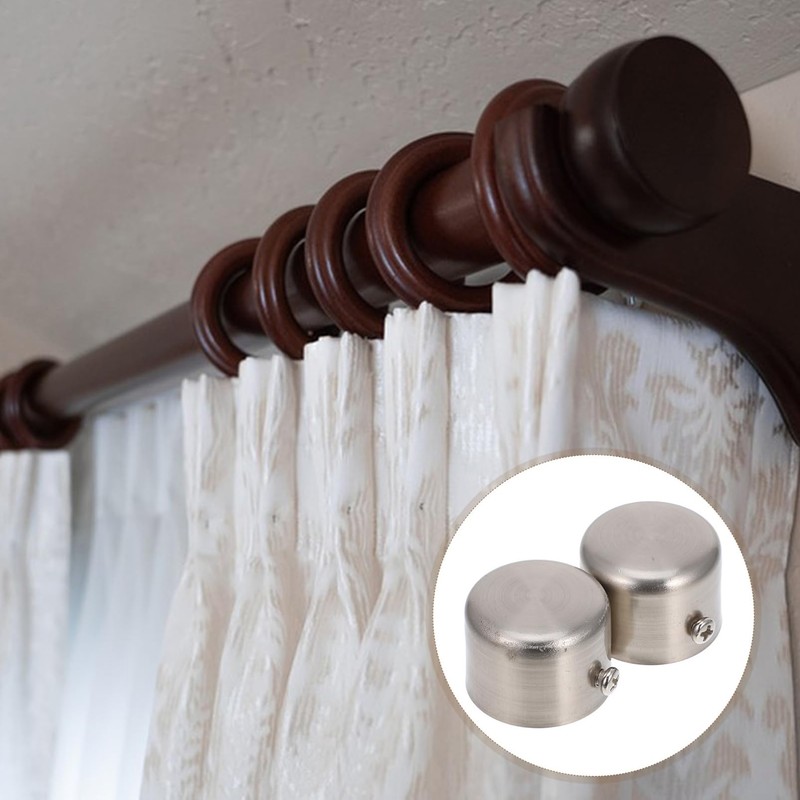 MAGICLULU 2Pcs Silver Curtain Rod Decorative Heads Drapery Pole Finials