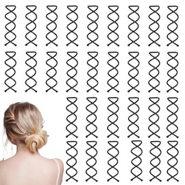 Tyqour Pack of 30 spiral hair clips, spiral hair pins, hair clip, rotating hair accessories, spiral pin, spiral hair clips, spin clip, bun hair pin, metal hair spirals for DIY hair style, black