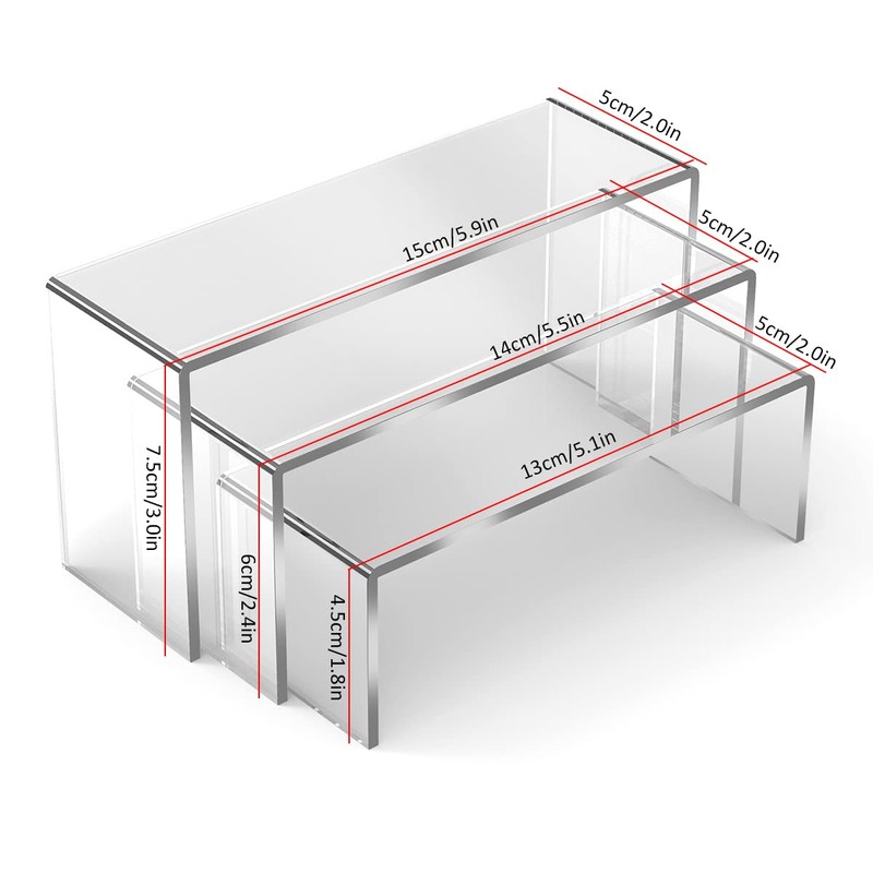 LAINIUTE Acrylic Display Risers, U Shape Transparent Display Stand, Lightweight