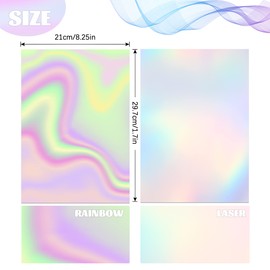 2 Types Transparent Holographic Overlay Lamination Vinyl A4 Size Self-Adhesive Laminate Waterproof Vinyl Sticker Paper, 10 Sheets 8.25 x 11.7 Inches