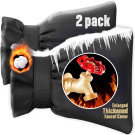 Outdoor Faucet Cover for Winter: 6.4''W X 8.2''H Black Water Socks Freeze Protection Pipe Insulation Reusable Waterproof Insulated Spigot Backflow Cover,Spigot Covers Winter Insulated - 2 Packs