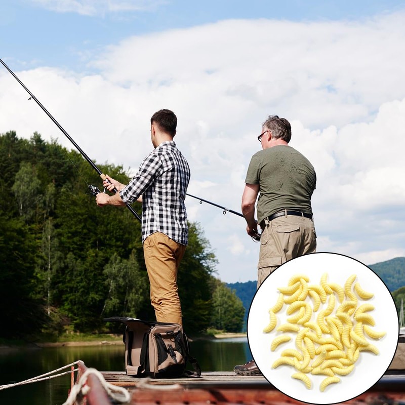 WELANE Mini Soft Worm Lures, 50 PCS Small Realistic Fishing