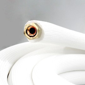VEVEVA 50FT Copper Tubing Mini Split Line Set 1/2" OD Single Tube with Nuts,3/8" White Insulation Kit Pipe Round Metal for Air Condition,HVAC Heating System, Refrigeration,Industry, DIY