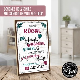 TypeStoff Wooden Sign with Saying - Kitchen - Vintage Look with Quote as Gift and Decoration on the Theme of Family, Friends and Joy - HS-00932
