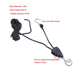 LC LICTOP 1/8in Lifting Rope with Pully Kayak Yacht Canoe Roof Ratcheting Tie Down Straps Cargo Fixing Accessory 9.8Ft Length 74Lbs Weight Capacity 4Pcs