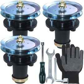 NIDAIFEI 3 Pack Greased 539131898 Spindle Assembly with 539113300 Spindle Pulley Replaces 539131898 Spindle Assembly for for Husqvarna TS248G, TS348, TS348D, TS348XD, YT48DXLS, GT48DXLS Tractors