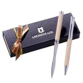 LACHIEVA Luxury Maple Metal Ballpoint Pen with Matching Opener Set, Elegant Gift for Writing, Nice Pen Set Gift for Men & Women and Every Holidays