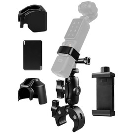 Bike Motorcycle Camera Clamp Handlebar Mounts Kit Compatible with DJI Osmo Pocket 3 Insta360 GoPro, Bicycle Tube Clamp Camera Mount with 360° Dual Ball Head, Full Protection Set