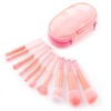 10 Pcs Travel Makeup Brush Set with Case, Mini Makeup Brushes, Professional Travel Brush Set for Foundation Eye Shadow Lipstick Concealer Highlighting Shadow Contour Blush(Pink)
