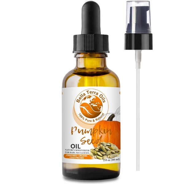 NEW Pumpkin Seed Oil. 2oz. Cold-pressed. Unrefined. Organic. 100% Pure. Anti-aging. Hexane-free. Fights Wrinkles. Softens Hair. Natural Moisturizer. For Hair, Face, Body, Nails, Beard, Stretch Marks.