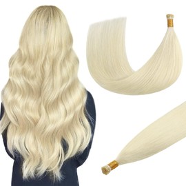 DOORES I Tip Hair Extensions, Platinum Blonde 50g/100s 14 Inch, Tips Hair Extensions Real Human Hair I Tip Remy Hair Extensions Cold Fusion Hair Extensions Short Straight Hair