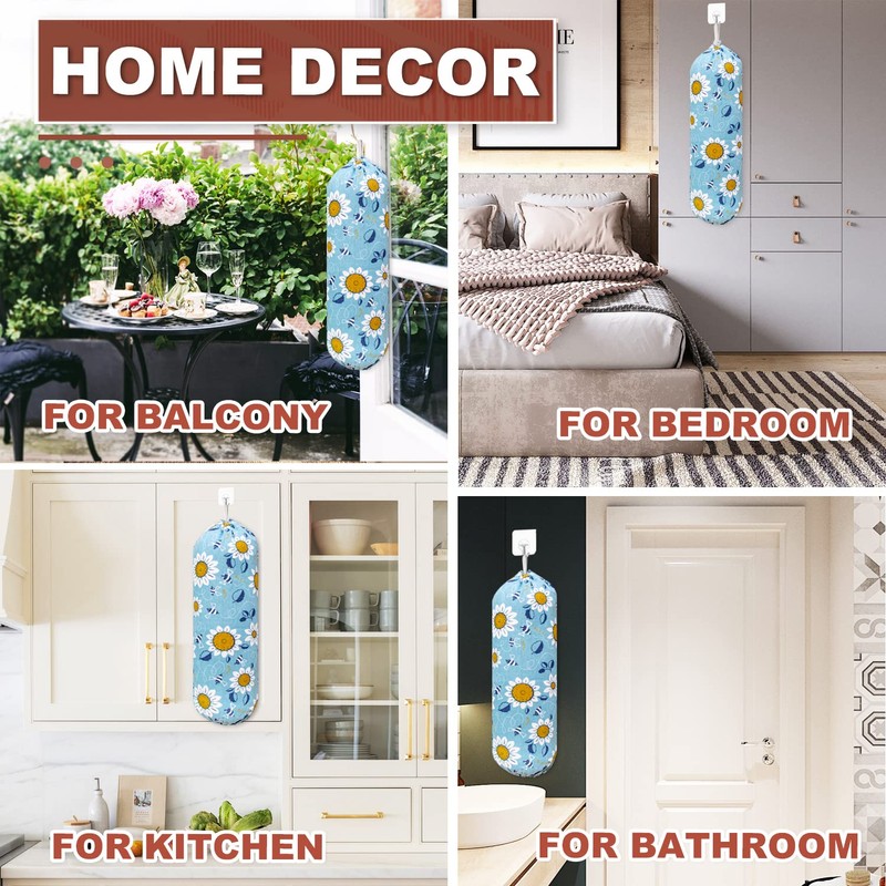 Plastic Bag Holder, Wall Mount Plastic Bag Organizer, Washable Large