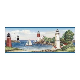 RoomMates York Wallcoverings BG1663BD Lighthouse/Sailboat Border