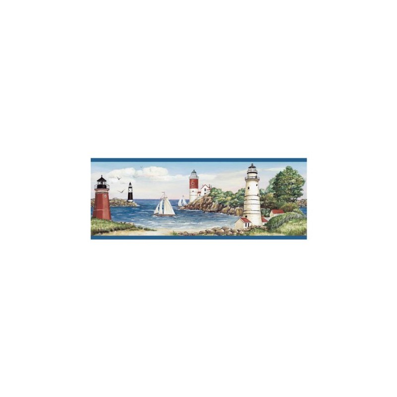 RoomMates York Wallcoverings BG1663BD Lighthouse/Sailboat Border