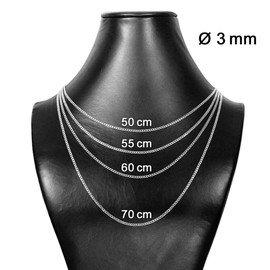 Soul-Cats® Men's Curb Chain with or without Bracelet Stainless Steel in Silver (Various Lengths and Widths), Stainless Steel