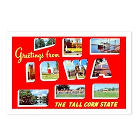 CafePress Iowa Greetings Postcards (Package of 8), 6"x4" Printed Note Card