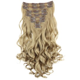 PRETTYSHOP XXL Full Head Set 8 pcs 20" Clip In Hair Extensions Hairpiece Wavy Heat-Resisting blonde # 25 CES106-1