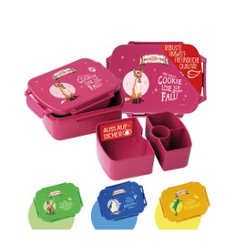 AWAVE The School of Magic Animals Lunch Box Children with Compartments rPET Berry Red Rabbat Snack Box 1 L with Lid and 4 Compartments Dividers Leak-Proof Lunch Box for School Nursery Picnic