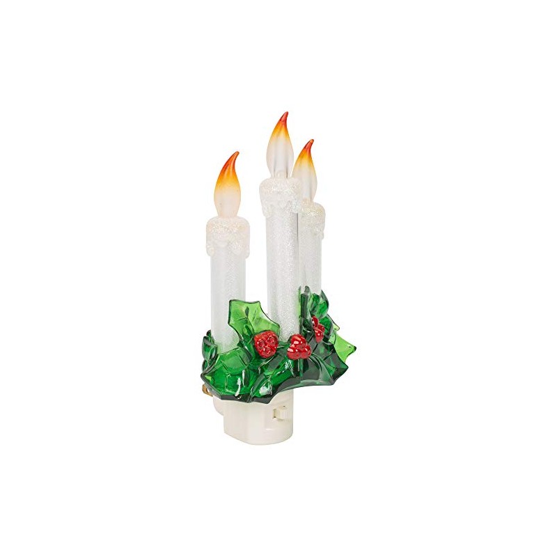 Three Dipped Candles With Holly 7.75 Inch Acrylic Decorative Swivel