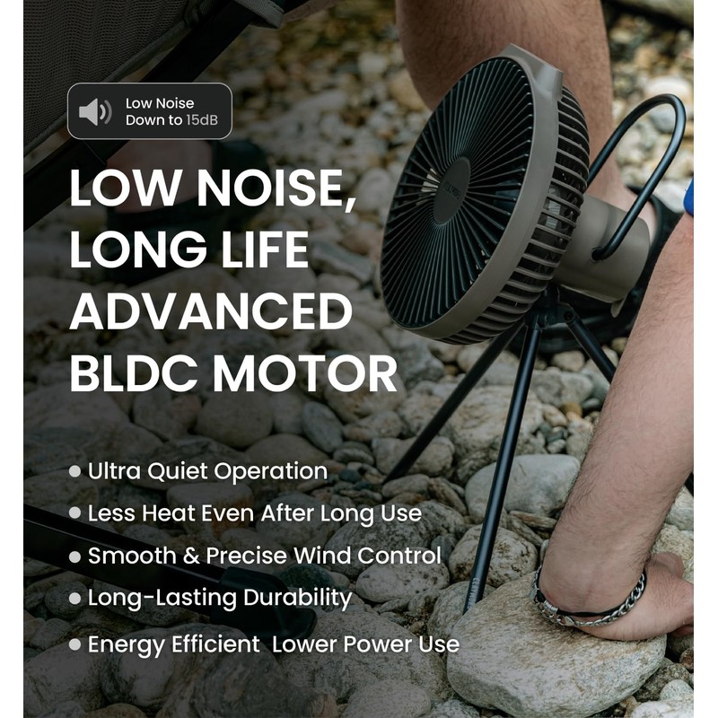 Claymore V600+ Black Rechargeable Portable Fan – 7,800mAh Battery, 4-Speed