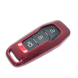 Nordecco Glossy Key Case Protective Cover Compatible With Ford Mustang MONDEO 3 Button KeyLess (Red)