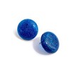 Blue Glitter Lucite Retro Button Stud Earrings