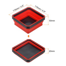 sourcing map 2Pcs Collapsible Magnetic Parts Tray Foldable Tool Trays Square Small Metal Parts Organiser for Fixing Screw Bolts Nuts Washers Pins, Red