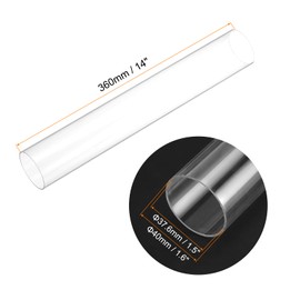 Rebower Plastic Pipe Rigid Polycarbonate Round Tube Clear, [for Lighting, Models, Water Plumbing] - 1.5x1.6(37.6x40mm), 14"(360mm) Length/Transparent / 1 Pcs