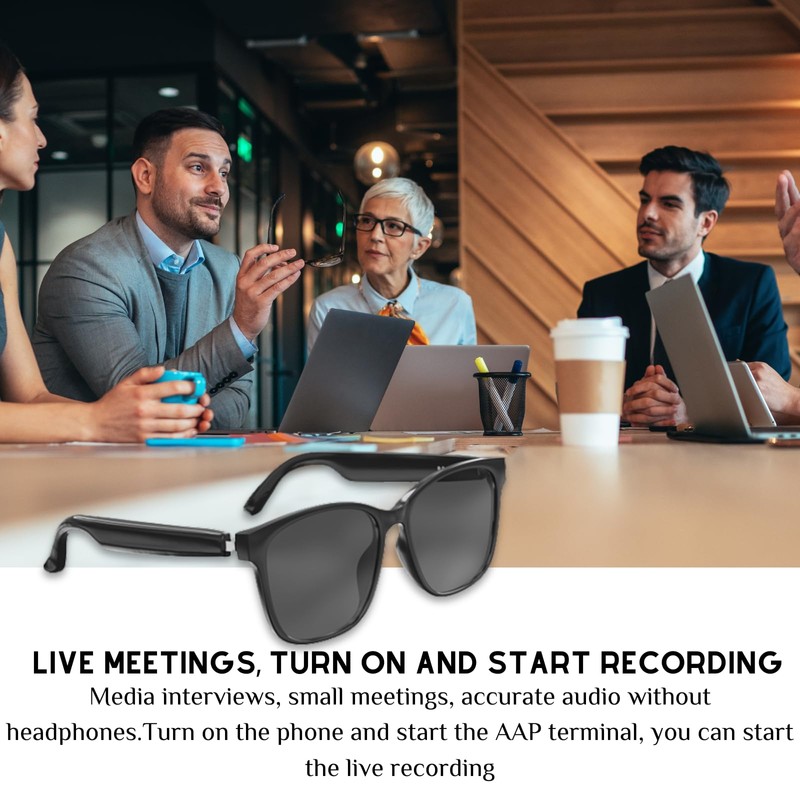 AI Translator Glasses with Smart Simultaneous Interpretation, Bluetooth 5.3 110+
