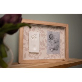 Petit Artichaut Classic Frame with Baby Imprint Kit (Ivy Grey) – Reversible Background, Hypoallergenic Clay, Roller – Wall Hanging Photo Frame for Baby Footprint & Photo Display