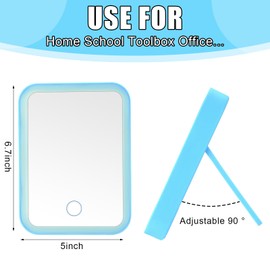 Sintuff 2 Pcs Light Up Locker Mirror Accessories Rectangular Magnetic Mirror for Locker, Bathroom, Household Refrigerator, Workshop Toolbox or Cabinet(Blue)