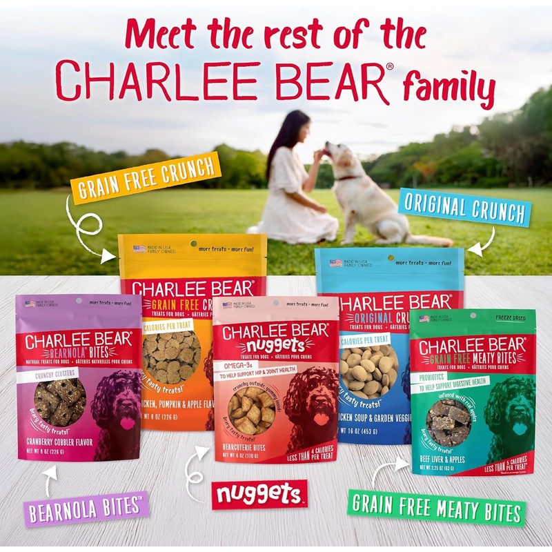Charlee Bear Original Crunch Dog Training Treats, Beef Liver Flavor,
