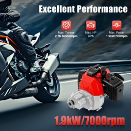 DOONARCES 49CC 2-Stroke Pull Start Engine Motor Gas Scooter Engine Shortblock Assembly Air-cooled 2 stroke Engine for Gas Scooter Road Motorcycle Mini Dirt Pit Bike, Red+Black