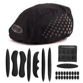 QIBZI Helmet Covers Lightweight Unisex Allround Helmet Liner Set Helmet Liner Set Helmet Liner 1 Piece Black Helmet Cover and Set of 10 Black Helmet Liner