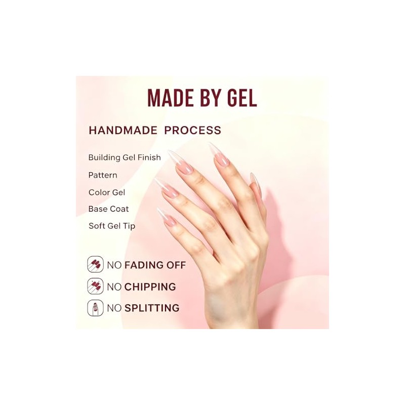 Generic Uñas postizas largas transparentes estilo stiletto, 100 unidades, brillantes,