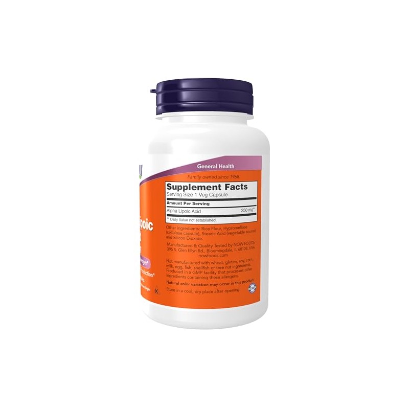 NOW Alpha Lipoic Acid 250 mg,120 Veg Capsules