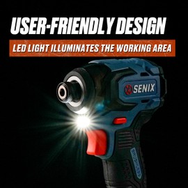 SENIX PDIX2-M2-0 20 Volt Max* X2 1/4-Inch Cordless Impact Driver, 4-Speed Battery Screwdriver with Brushless Motor and LED Light, 130 Foot-Pounds of Max Torque, Tool Only, Battery Not Included