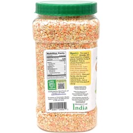 Rani Organic Mixed Dal (Chana Dal, Moong Dal, Toor Dal, Masoor Dal, Urad Dal) 64oz (4lbs) 1.81kg Bulk PET Jar ~ All Natural | Gluten Friendly | NON-GMO | Kosher | Vegan | Indian Origin | USDA Certified Organic