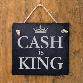 Dekolando CASH is KING Sign Nur Barzahlung Slate Sign Nur Bar Bezahlung - Wir Akzeptieren Nur Bargeld Cash Cash Notice Sign (CASH is KING, 16x16m)