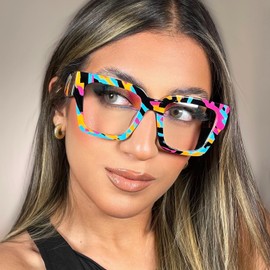 VOOGLAM Square Blue Light Glasses for Women Anti Eyestrain Dry Eyes Computer Phone TV Eyewear Multicolor Felician GJGX417036-03