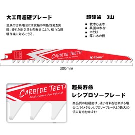 EZARC Reciprocating Saw Replacement Blades, Carbide Blades, 3 Mounts, Saver Saw Blades for Hardwood, 11.8 inches (300 mm) R1243HM, Pack of 3