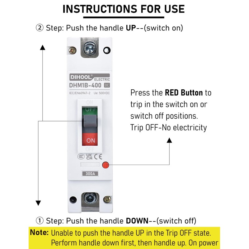 DIHOOL Heavy Duty Battery Disconnect Switch, 300 Amp DC Circuit