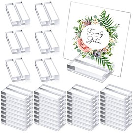 Blulu - 60 soportes de acrílico para tarjetas de 5.1cm, base transparente con números de ranura para tarjetas de 3 mm, muestra la mesa para bodas, exposiciones, oficinas, restaurantes, fotos